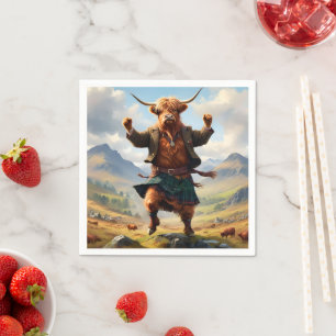 Highland Cow Dancing The Highland Fling, Napkin