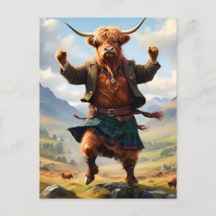 Highland Cow Dancing The Highland Fling, Postcard