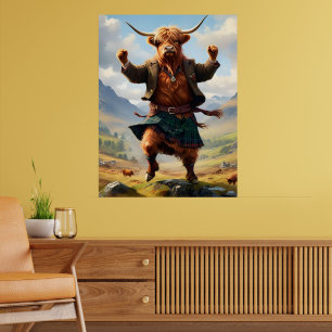 Highland Cow Dancing The Highland Fling, Poster