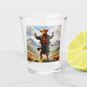 Highland Cow Dancing The Highland Fling, Shot Glass