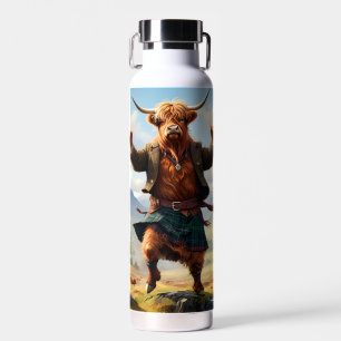 Highland Cow Dancing The Highland Fling, Water Bottle