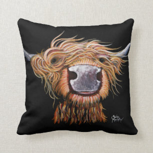 Highland Cow 'Dashing Dougal' Throw Pillow Cushion