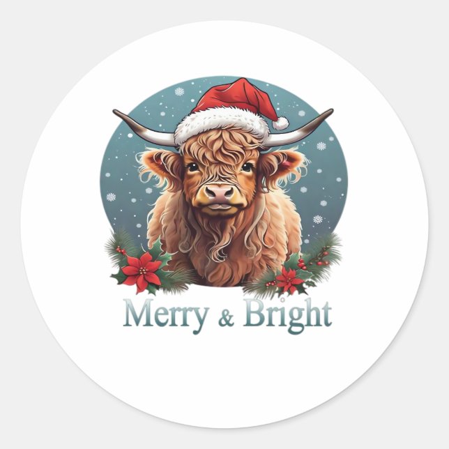 Highland Cow Essential T-Shirt Classic Round Sticker (Front)