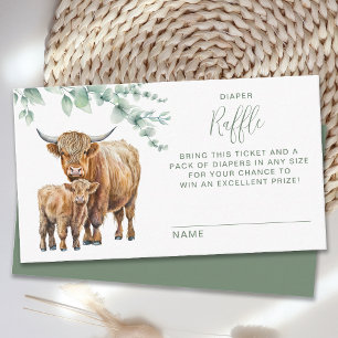 Highland Cow Eucalyptus Baby Shower Diaper Raffle  Enclosure Card