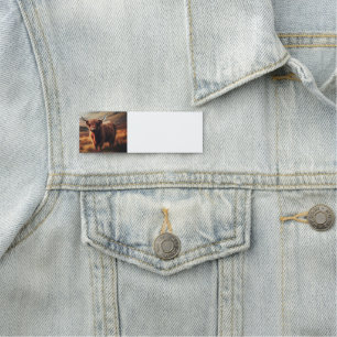 Highland Cow Farm Animal Art Name Tag