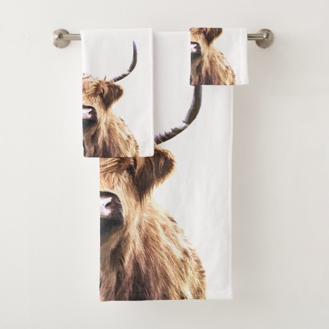 Highland Cow Farm Animal Bath Towel Set (Insitu)