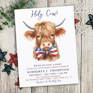 Highland Cow Farm Animal Patriotic Baby Shower  Postcard
