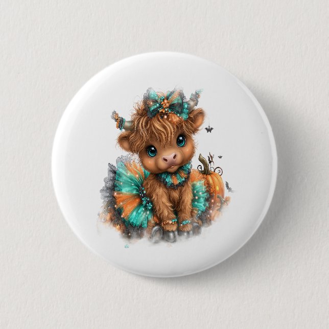 Highland Cow Farm Halloween 6 Cm Round Badge (Front)