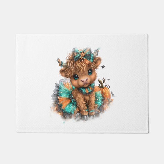 Highland Cow Farm Halloween Doormat (Front)