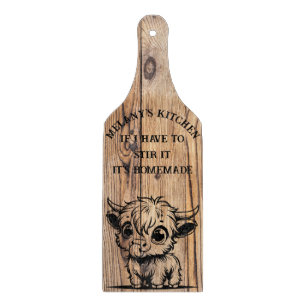 Highland Cow Faux Wood Design Cutting Board