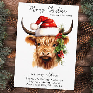 Highland Cow Festive Farm Animal Christmas Moving Holiday Card