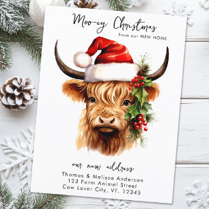 Highland Cow Festive Farm Animal Christmas Moving Holiday Postcard