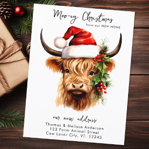 Highland Cow Festive Farm Animal Christmas Moving Postcard