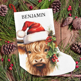 Highland Cow Festive Farm Animal Christmas Small Christmas Stocking