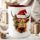 Highland Cow Festive Farm Animal Christmas  Two-Tone Coffee Mug<br><div class="desc">Looking for the perfect Christmas gift or decor that will bring the cosy warmth of the countryside into your home this winter? Look no further than our highland cow themed collection! Featuring adorable and cute highland calves, this collection is perfect for cow lovers and anyone who appreciates the rustic charm...</div>