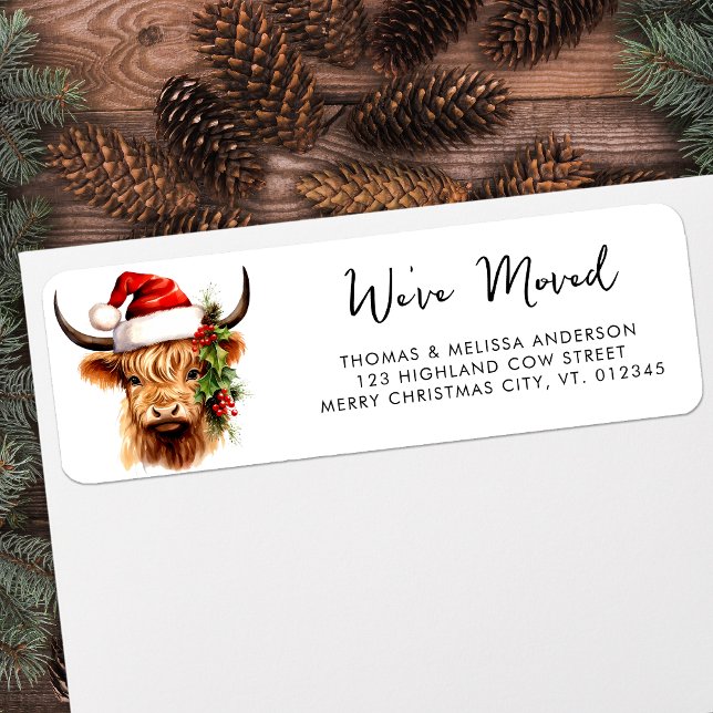 Highland Cow Festive Farm Holiday Return Address Label (Creator Uploaded)