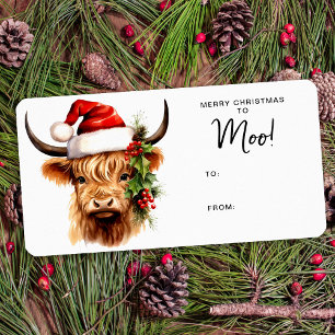 Highland Cow Festive Farm Merry Christmas to MOO Label