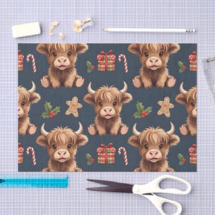 Highland Cow Festive Santa Christmas Tissue Paper