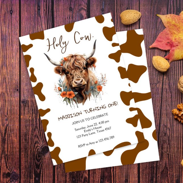 Highland Cow First Birthday Invitations (Creator Uploaded)