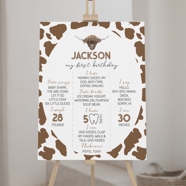 Highland Cow  First Birthday Milestone Sign (Creator Uploaded)