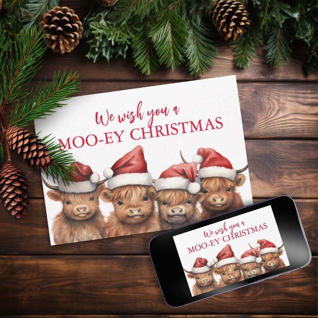 Highland Cow Flat Christmas Card (Creator Uploaded)
