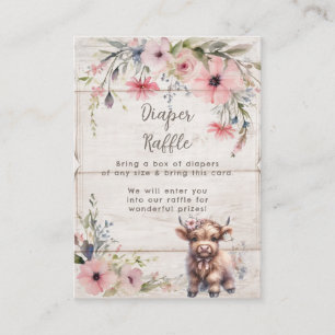 Highland Cow Floral Cute Adorable Diaper Raffle Enclosure Card