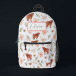 Highland Cow Floral Girl's Backpack<br><div class="desc">Highland cow floral book pack with name plate</div>