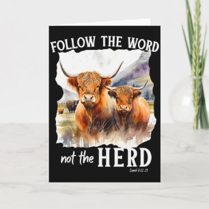 Highland Cow Follow The Word Not The Herd Christia Card