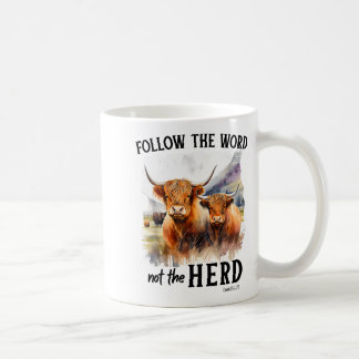 Highland Cow Follow The Word Not The Herd Christia Coffee Mug