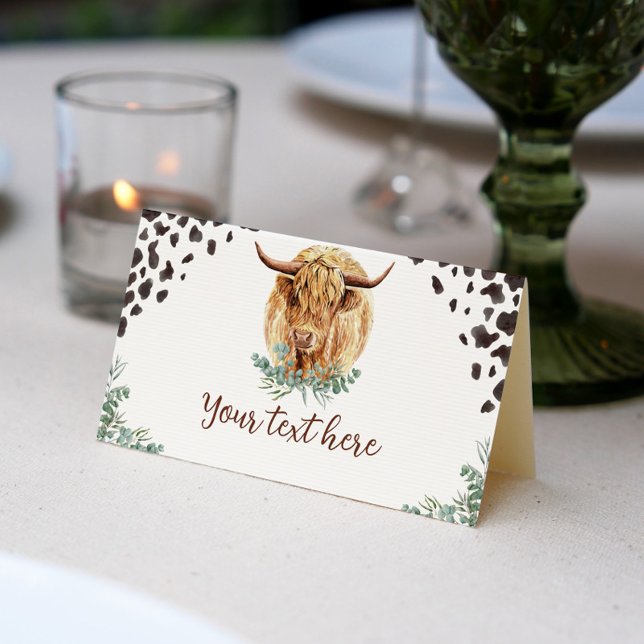 Highland Cow Food Tent Place Card (Creator Uploaded)