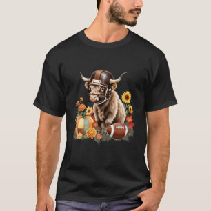 Highland Cow Football Game Day Fall Pumpkin Autumn T-Shirt