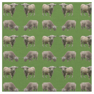 Highland Cow Frenzy Fabric (Dark Green)