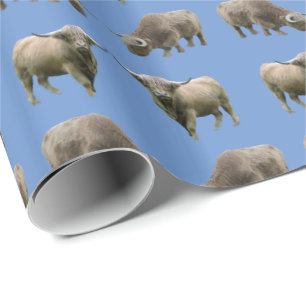 Highland Cow Frenzy Wrapping Paper (Blue)