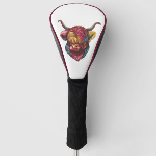 Highland Cow Funny Rainbow Head Design Golf Head Cover