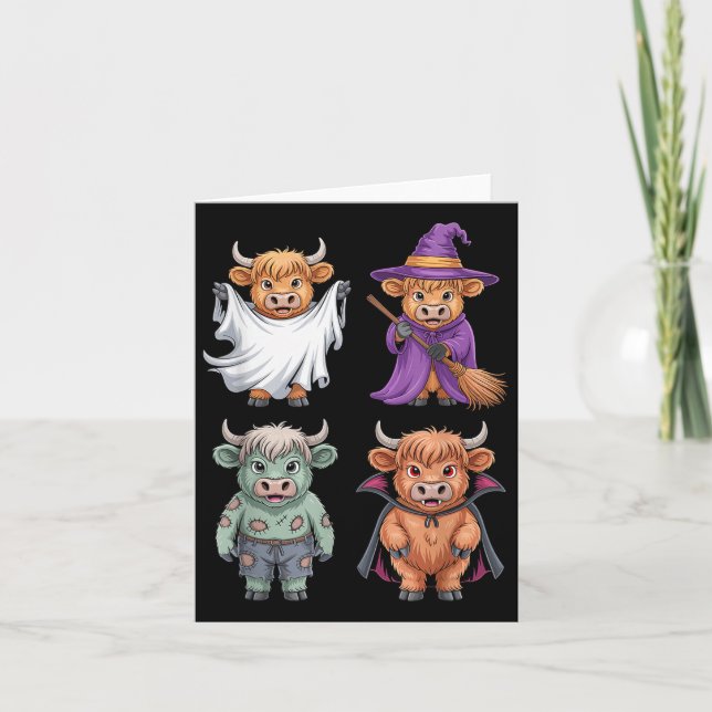 Highland Cow Ghost Witch Zombie Halloween Costume  Card (Front)