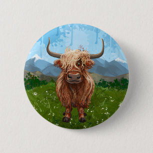 Highland Cow Gifts & Accessories 6 Cm Round Badge