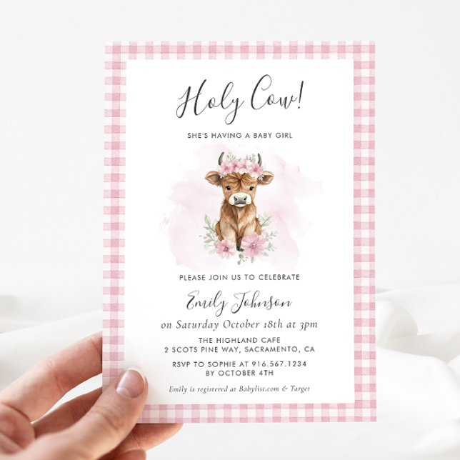 Highland Cow Girl Baby Shower Invitation (Creator Uploaded)