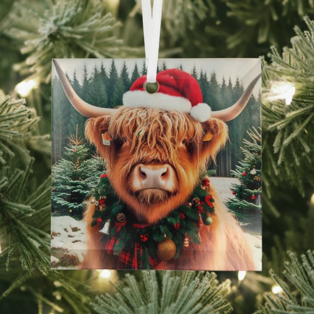 Highland Cow Glass Ornament (Insitu)