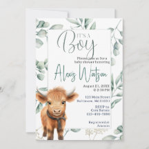 highland cow greenery baby shower