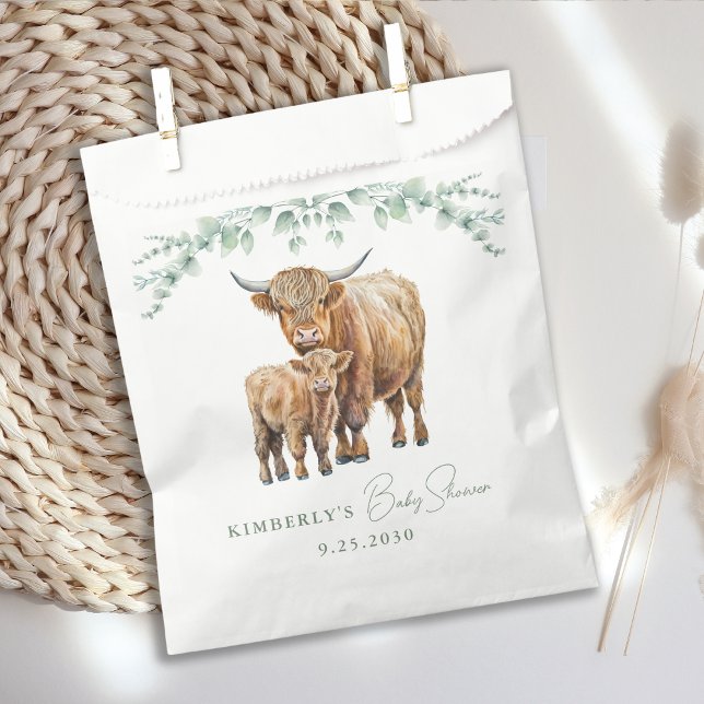 Highland Cow Greenery Boho Farm Animal Baby Shower Favour Bag (Creator Uploaded)