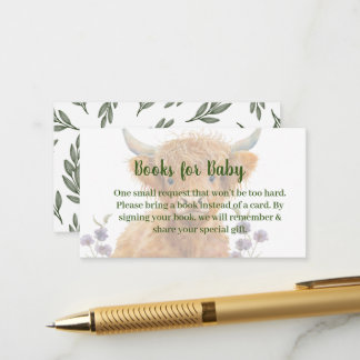Highland Cow greenery books for baby Enclosure Card