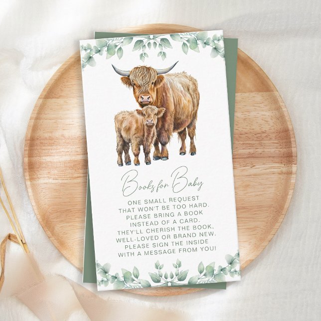 Highland Cow Greenery Farm Animal Book Request Enclosure Card (Creator Uploaded)