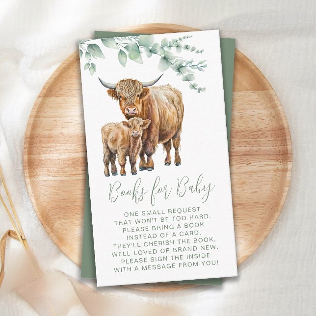 Highland Cow Greenery Farm Animals Book Request Enclosure Card (Creator Uploaded)