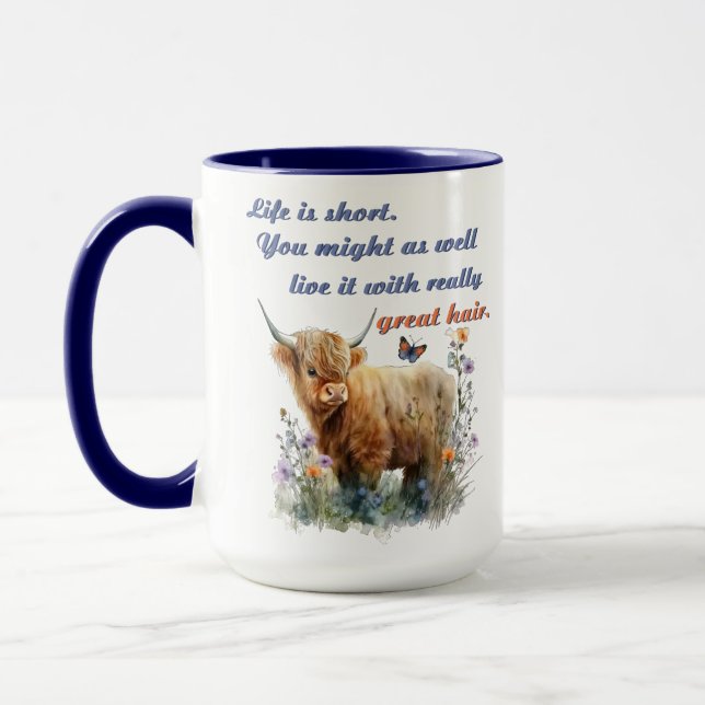 Highland Cow Hair Stylist Mug,Gift for Hairdresser Mug (Left)