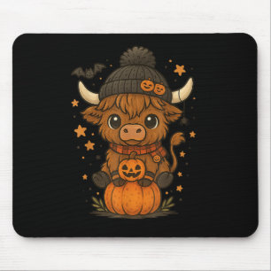 Highland Cow Halloween Cute Pumpkin  Mouse Pad