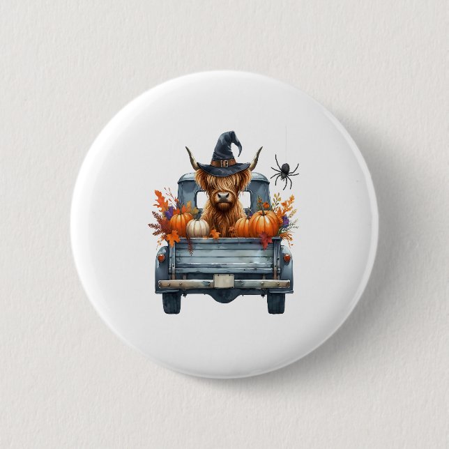 Highland Cow Halloween Fall 6 Cm Round Badge (Front)