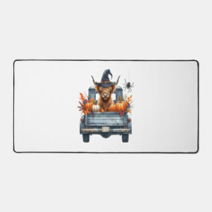 Highland Cow Halloween Fall Desk Mat