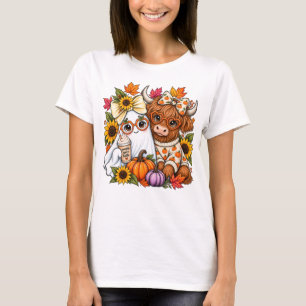 Highland Cow Halloween , Fall Ghost Graphic T-Shirt