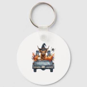 Highland Cow Halloween Fall Key Ring