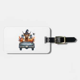 Highland Cow Halloween Fall Luggage Tag